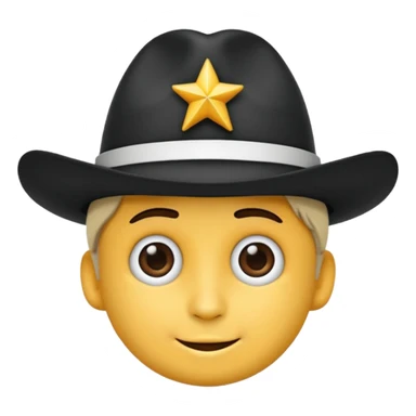 Crie um emoji com um chapéu de palhaço em preto e branco e com estrelinhas na cabeça como se o emoji estivesse tonto sticker
