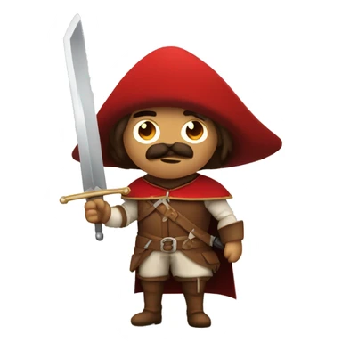 canela musketeer with red shoulder medieval cape and sword sticker