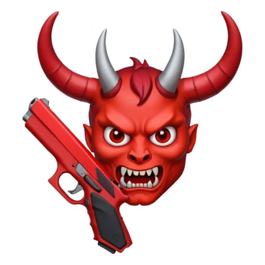 Emoji de cara de demonio agarrando una glock 18 sticker