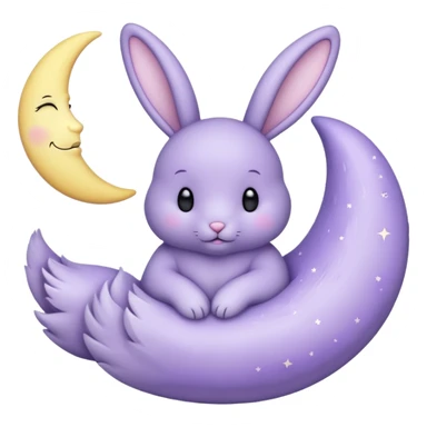 Lavender bunny holding a moon 🌙 🐰 sticker