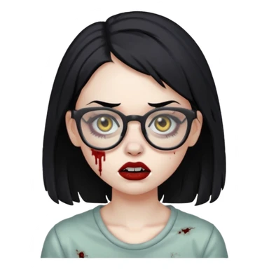 girl zombie with black hair nose piercing with glasses sticker