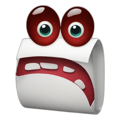 Letter R with eyes and mouth like an Dark red sticker