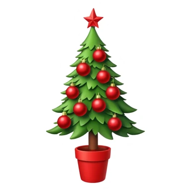 christmas tree with red balls and just the coffe stem down sticker