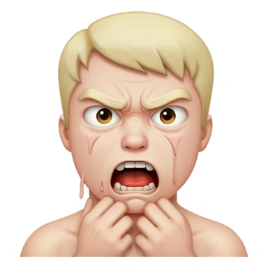 Angry face choking himself sticker