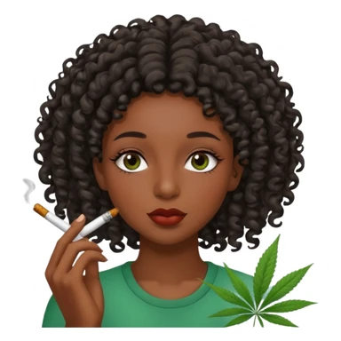 Black girl with eyelashes and curly hair smoking weed  sticker