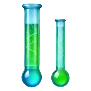 Test tube two phase, green blue sticker
