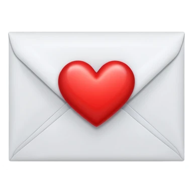 an envelope with one bright red and glossy heart coming out of it sticker
