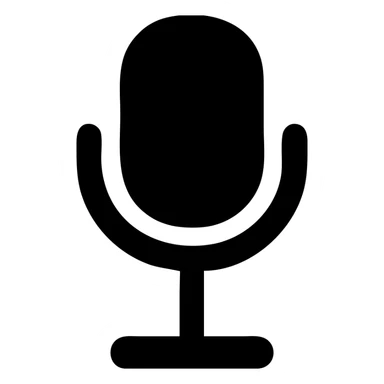 A studio microphone in a black filled icon style, with a stand. sticker