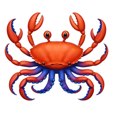 a red crab with two claws and a blue octopus are friends sticker