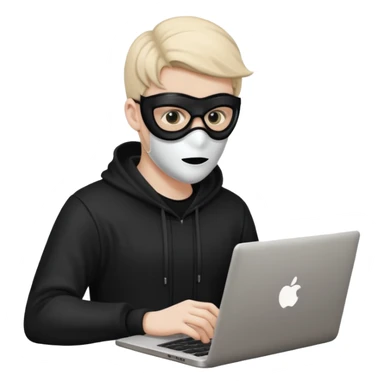 hacker with mask using laptop sticker