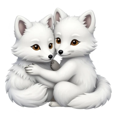 But white and arctic fox embracing sticker