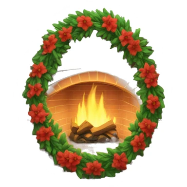 Brick Fireplace with wreath  sticker