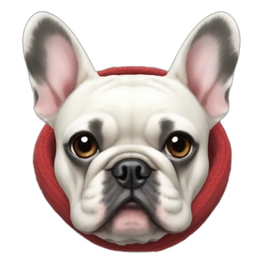 Fat white FRENCH BULLDOg wearing-a-muffler sticker