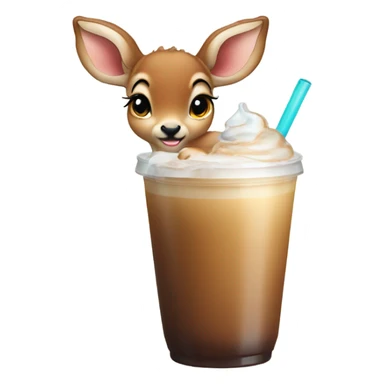 Cute Baby deer drinking iced coffee sticker