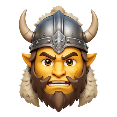 Clash of Clans aesthetic friendly Barbarian Portrait Emoji, Poised and bold with a rugged yet cartoonish build in tattered furs and a horned helmet, his face rendered in a natural skin tone (not yellow), expressive bright eyes and a confident smirk, Simplified yet dynamic features, highly detailed, glowing with a vivid, adventurous aura, high shine, heroic and spirited, stylized with an air of medieval warrior charm, focused and energetic, soft glowing outline, capturing the essence of a fearless barbarian adventurer ready to lead his clan with spirited valor! sticker