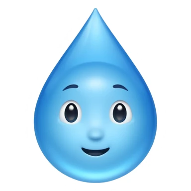 A single water droplet emoji, glossy and smooth, cartoonish, vibrant blue color, high detail, simple and cute design, without facial features, isolated on white background, centered compositio

 sticker