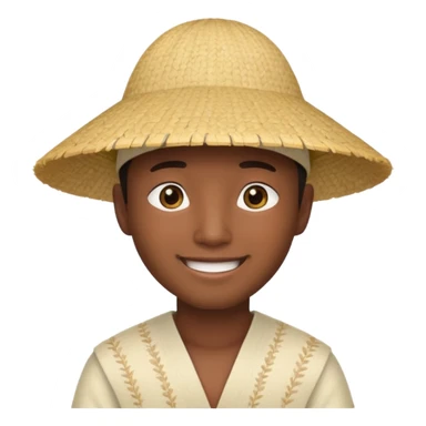 Asian guy with a rice hat, eyes barely open sticker