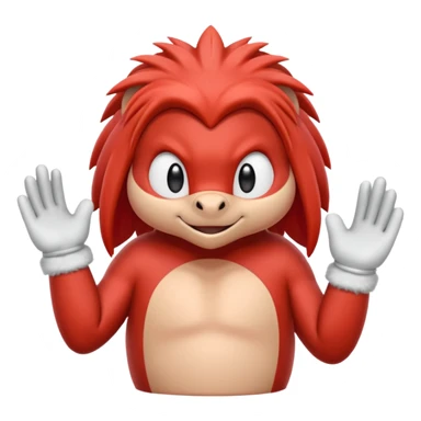 Sonic the hedgehogs friend knuckles a red animal with peach arms and white gloves he’s a echidna sticker