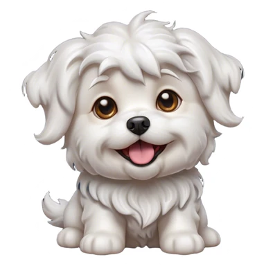 Cinematic Comical Wavy-Haired Maltese Dog Portrait Emoji, Head tilted dramatically with an exaggeratedly amused or surprised expression, featuring a silky, wavy-haired white coat with a playful sheen, wide, expressive dark eyes filled with exaggerated disbelief, Simplified yet hilariously expressive features, highly detailed, glowing with a slightly sassy glow, high shine, dramatic yet playful, stylized with an air of cheeky charm, bright and endearing, soft glowing outline, capturing the essence of a spirited and over-the-top companion, so meme-worthy it feels like it could side-eye its way into internet fame instantly! sticker