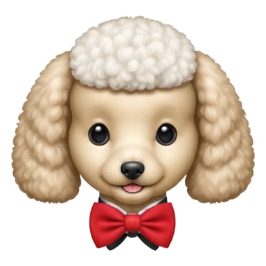 Poodle with red bow tie, half body sticker
