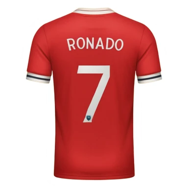 red football shirt with Ronaldo 7 on the back sticker