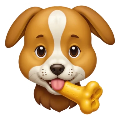 A dog licking on a yellow bone  sticker