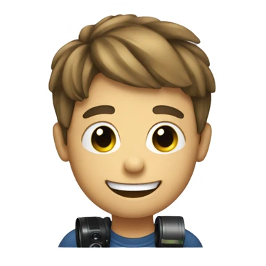 create a smiling boy emoji with camera photography sticker