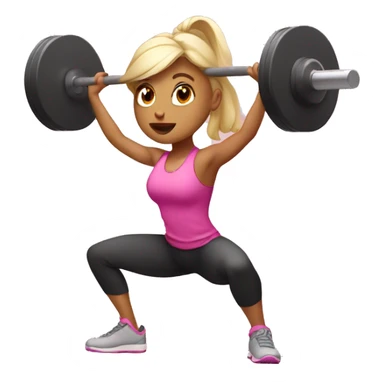Pink heat  girl doing squats with barbell sticker