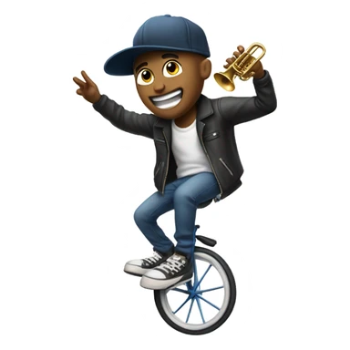 A hip-hop-anonymous riding a unicycle while playing a trumpet sticker