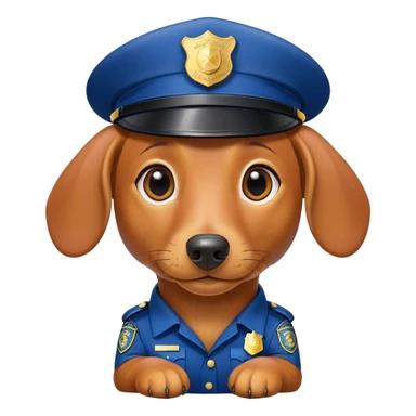 Dachshund wearing police uniform sticker
