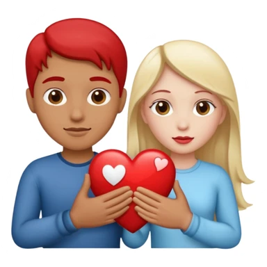 Two people holding half a heart up sticker