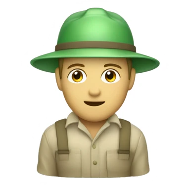 gardener pith helmet beige jacket green trees  sticker