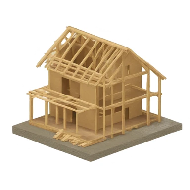 wooden house under construction sticker