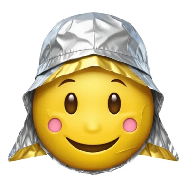 Yellow emoji smiley face wearing homemade tinfoil hat sticker