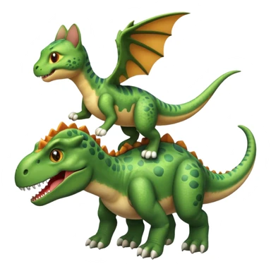 Cat and dinosaur flying sticker