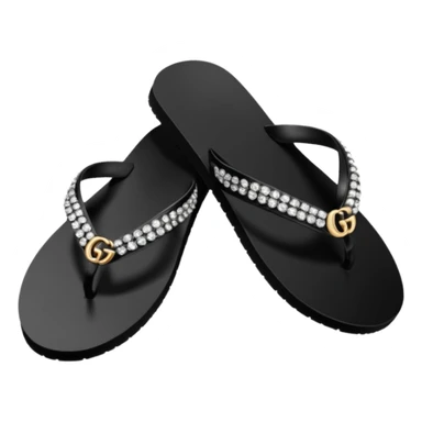 gucci, black with diamond crystal embellishments, flip flops sticker