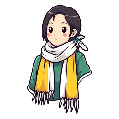 feather scarf, light and airy, cartoon sticker style sticker