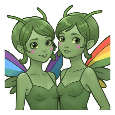 Two Fairy Sisters with Rainbow Wings sticker