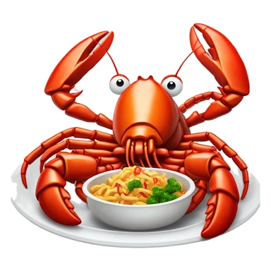 cooked red lobster served on a plate, with a focus on its claws and tail, vibrant and appetizing.” sticker