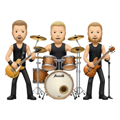 Metallica band/ Photorealistic James Hetfield, Kirk Hammet, Lars Ulrich, Rob Trujilho with instruments on stage sticker