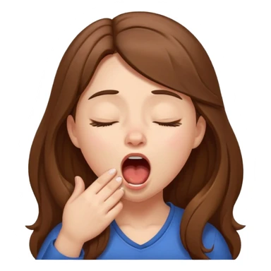 sleepy girl with long brown hair yawning sticker