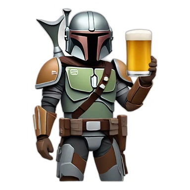 Le mandalorian en train de boire une bière sticker
