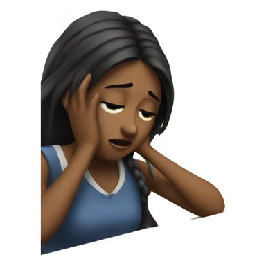 A girl crying while studying sticker