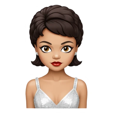 Eartha Kitt with dark brown hair, white sequin outfit sticker