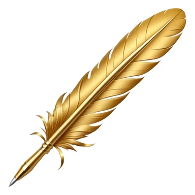 3D perspective academic premium golden ink feather pen sticker