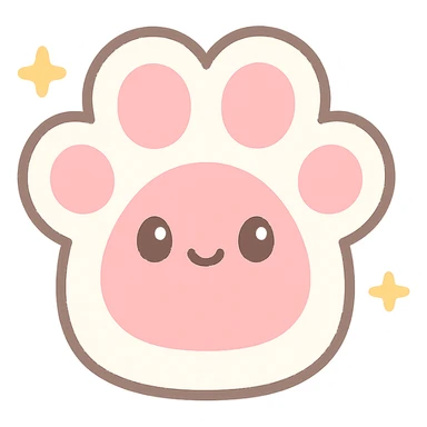 fluffy paw, kawaii style, big pads, sparkles, pink and white sticker