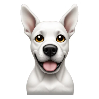 White Dog with black patches covering both eyes and standing up ears sticker