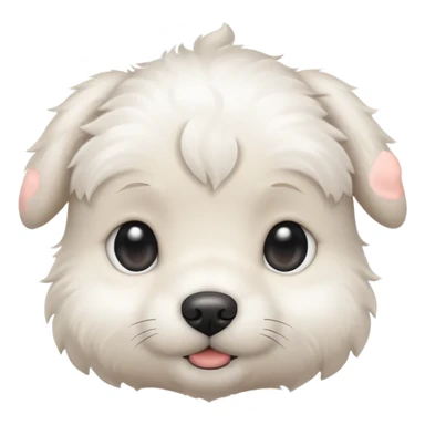 a white cute baby dog with a small gray stain on one eye sticker