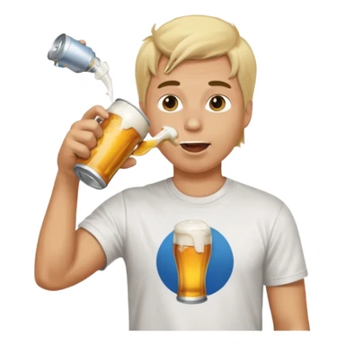 Guy chugging a canned beer sticker