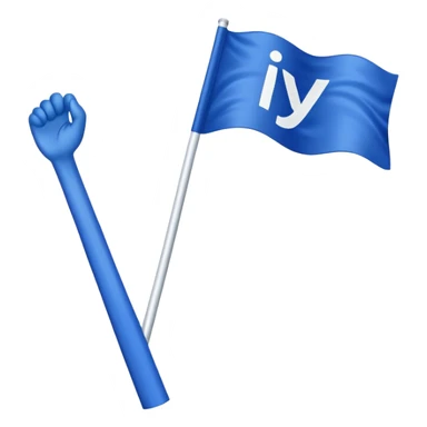 Blue flag written ￼on it “￼i y i” sticker